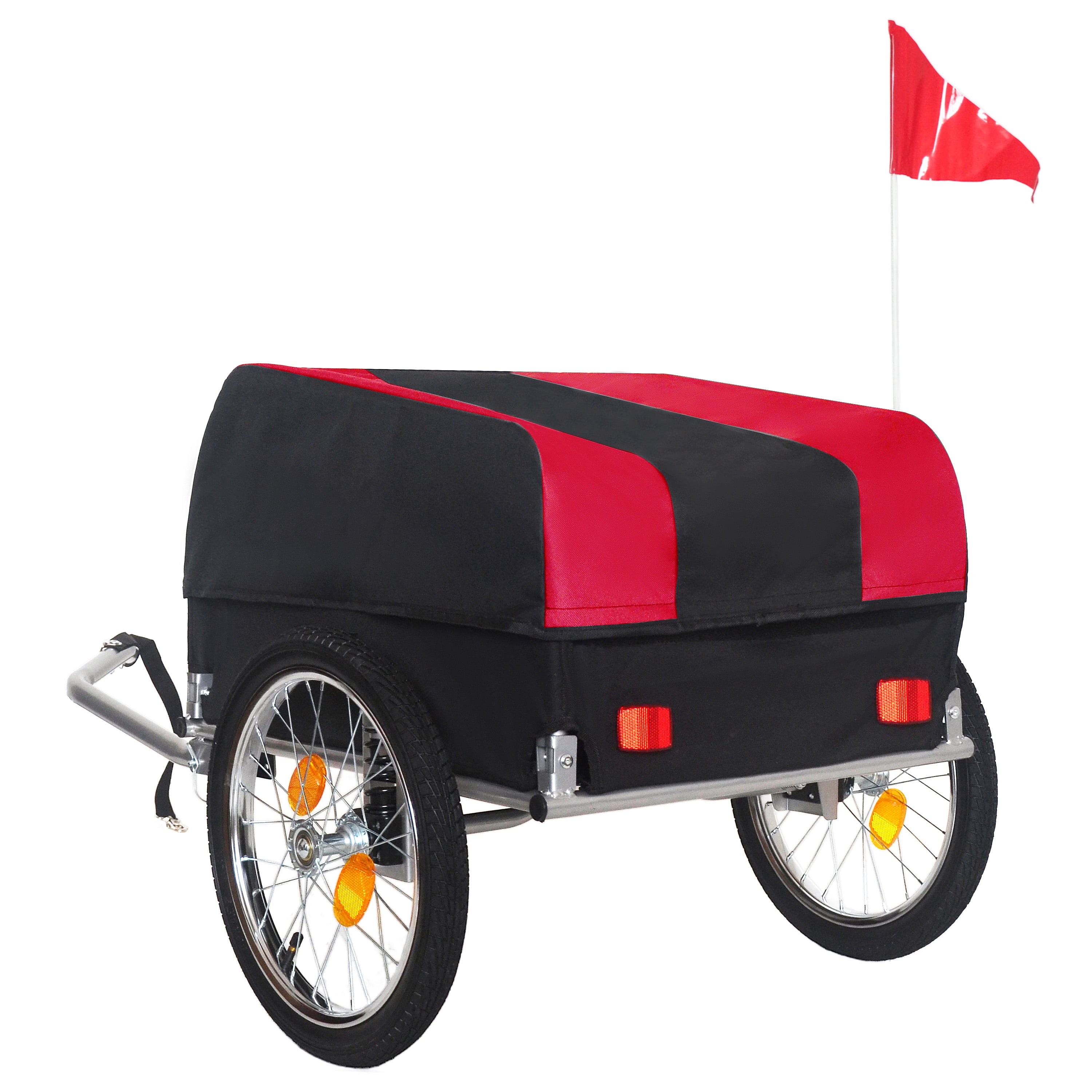Heavy-Duty Bike Cargo Trailer with Removable Waterproof Cover, 88 lbs Capacity, 16" All-Terrain Wheels & Foldable Design for Camping, Groceries
