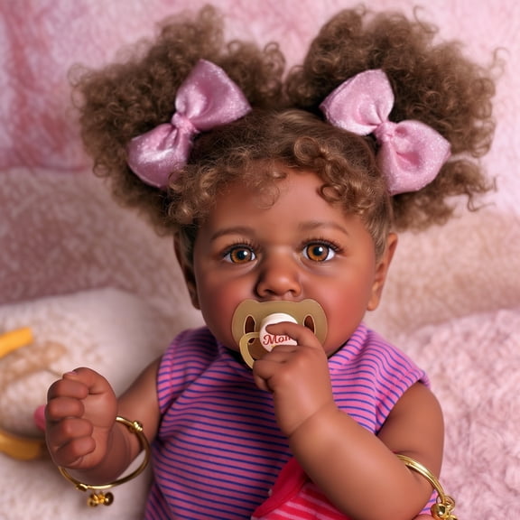 BABESIDE 20 Inch Reborn Dolls African American Black Soft cloth Body Dolls Dolls Gift for Kids Age 3 