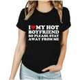 thumbnail image 1 of TIMIFIS Hauts à Manches Courtes pour la Saint-Valentin pour Femmes Mode Décontractée Col Rond Imprimé Cœur d'Amour T-Shirt d'Été Ample Col Rond, 1 of 3