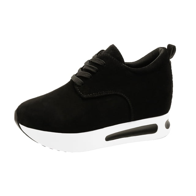 WEAIXIMIUNG Espadrilles Femmes Taille 10 Espadrilles Mode pour Femmes en Suède Bout Rond à Lacets Espadrilles Décontractées Confortables Chaussures à Plateforme