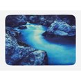 thumbnail image 1 of Waterfall Bath Mat, Frozen Dangerous Lake with Atmosphere of a Cave and Snow on the Rocks Nature, Non-Slip Plush Mat Bathroom Kitchen Laundry Room Decor, 29.5 X 17.5 Inches, Blue and Black, Ambesonne, 1 of 2
