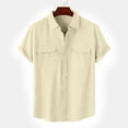 thumbnail image 6 of cllios Cotton Linen Shirts for Men Casual Button Down Beach Vacation Shirt Short Sleeve Button Up Shirts with Pockets, 6 of 8