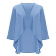 thumbnail image 5 of bbymog Women's Cardigans 3/4 Sleeve Lightweight Cardigan Open Front Ruffles Chiffon Cardigans Fall Casual Vacation Beach Cardigans for Women Blue B L, 5 of 6