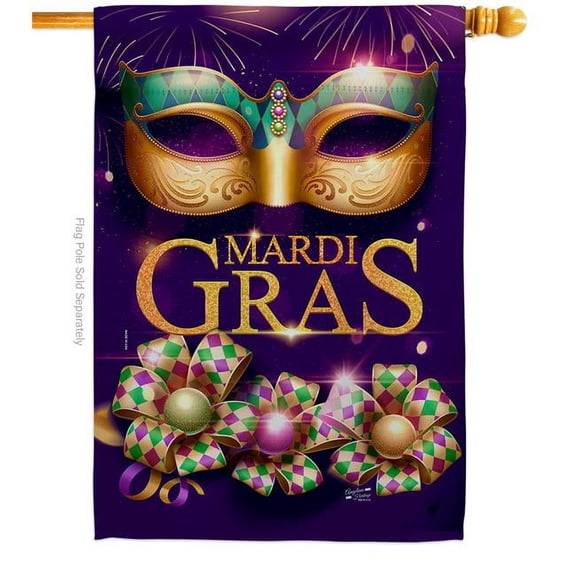 Angeleno Heritage  28 x 40 in. Masquerade Mardi Gras Springtime Vertical House Flag with Double-Sided Decorative Banner Garden Yard Gift