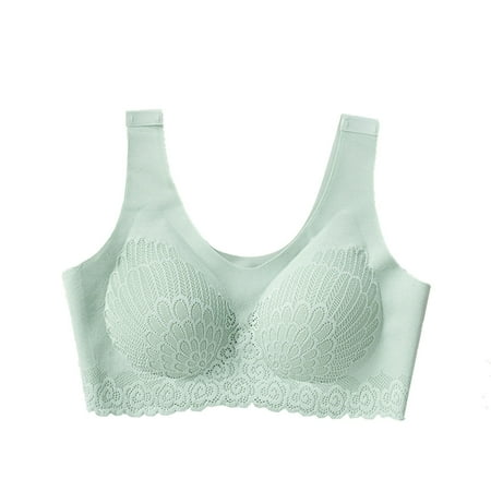 LLYwey No Wire Push Up Bras for Women On Clearance Women s Seamless Underwear Without Underwire Push up and Side Breasts Sports Lace Sleeping Bra Women Size Nylon Wire-Free Bra Style LW-302 Green XL
