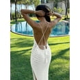 thumbnail image 5 of Elegant White Knit Long Dress for Women, Sleeveless, Backless, Perfect for Cruise, Party & Casual Summer, 5 of 6