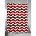 thumbnail image 5 of Shower Curtains for Bathroom-72"x72", Red White Stripe Water Ripple Waterproof Bath Curtain Grommet Shower Curtain Set with Hooks, Abstract Minimalist Geometric Art Washable Bath Accessories, 5 of 6
