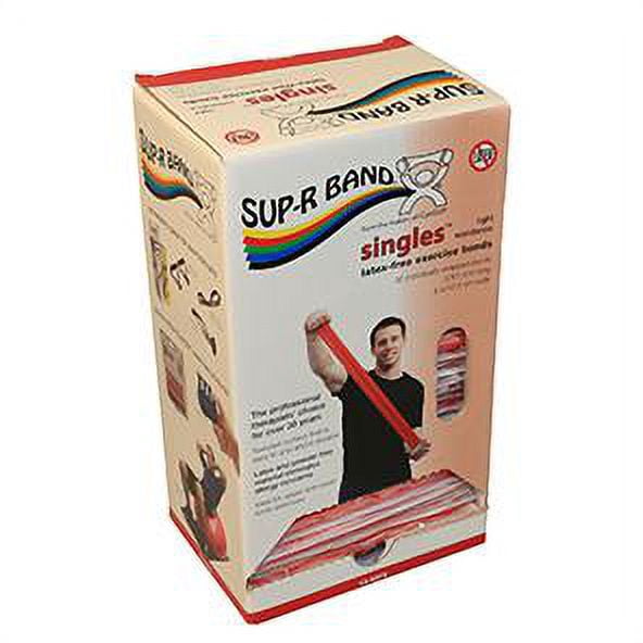 Sup-R Band Latex-Free 5-Foot Single Exercise Band, 30-Pieces Dispenser, Red