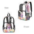 thumbnail image 2 of Whosucclay Cat Rainbow Paw Art Clear Backpack for Girls Boys, Elementary Kindergarten Large Capacity Side Pockets Transparent School Bag for Beach Concerts, 2 of 10