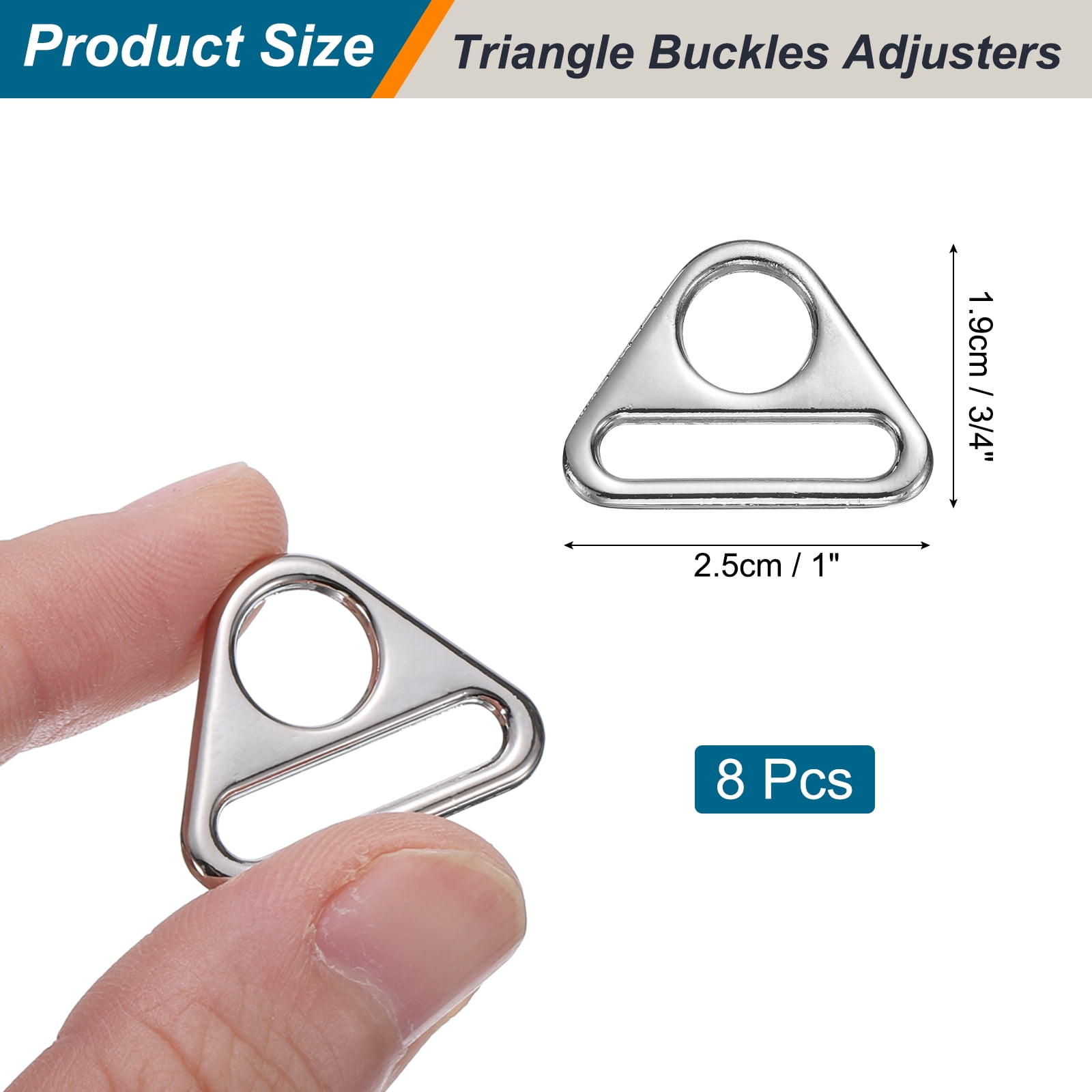 Unique Bargains Durable Triangle Buckles Adjuster D Rings Strap Use Silver