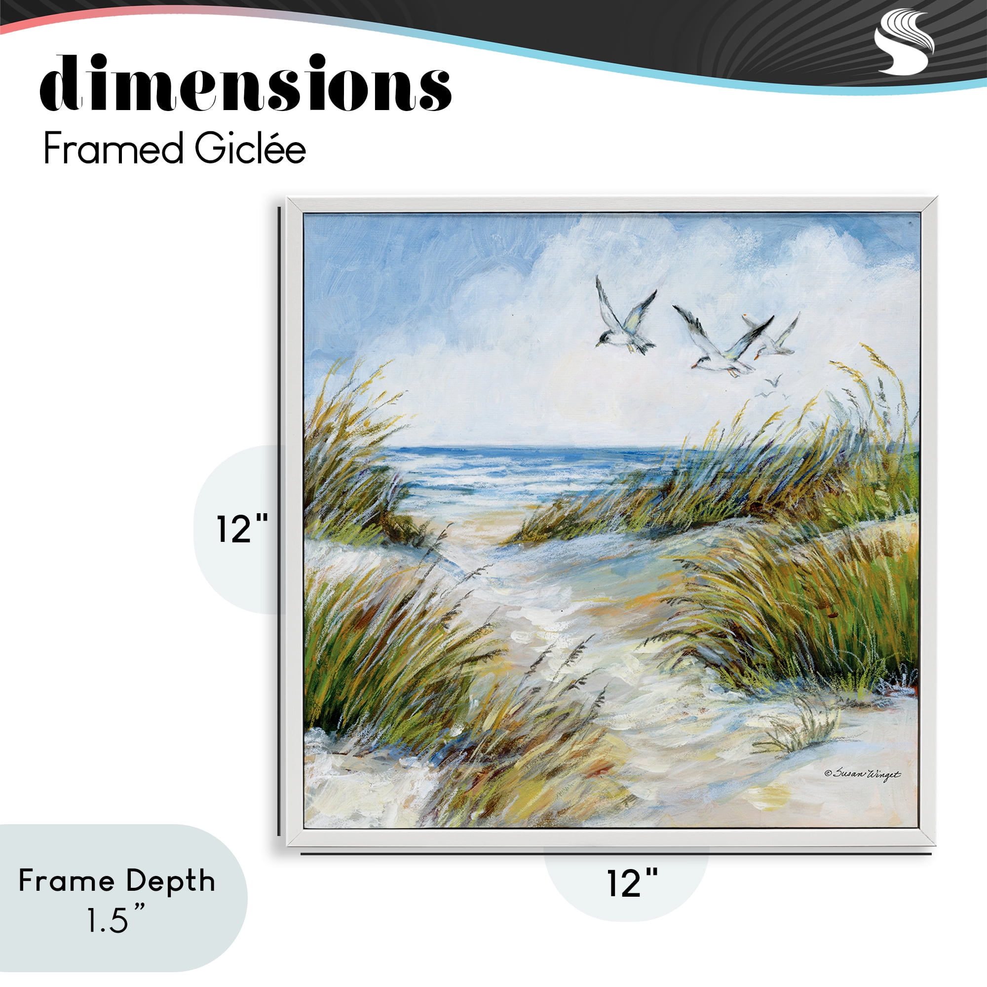 Stupell Industries Beach Path Seagulls Overhead White Framed Giclee Art, design by Susan Winget
