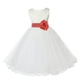 thumbnail image 3 of Ekidsbridal Satin Ivory Coral Tulle Rattail Flower Girl Dress for Baptism Wedding Mini Bridal Gown 829T M, 3 of 3