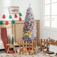 thumbnail image 3 of Patiojoy 6FT Pre-lit Artificial Christmas Tree Hinged Pencil Xmas Tree w/475 Branch Tips 250 Cold-white LED Lights, 3 of 10