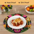 thumbnail image 4 of Bohemian Round 15 Inch Placemats Set of 4, Red Green Tribal Mexican Abstract Flower HeatResistant Non Slip Place Mats for Dining Table, Wipeable Braided Kitchen Table Mats for Housewarming, 4 of 9