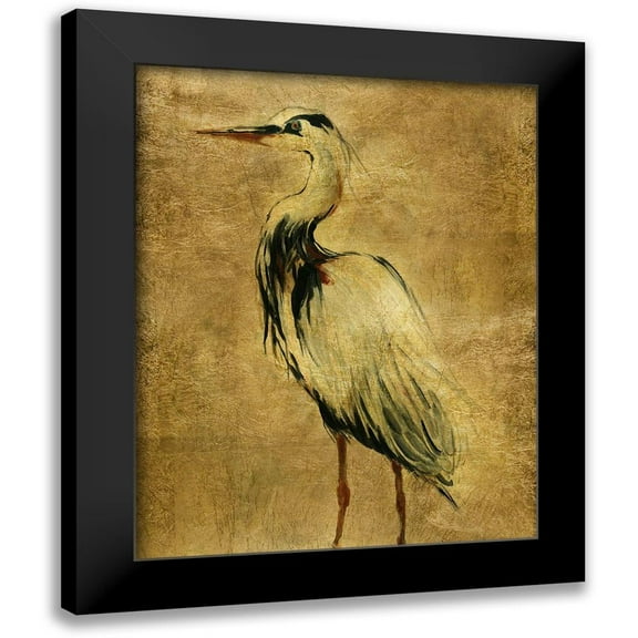 Robinson, Carol 12x14 Black Modern Framed Museum Art Print Titled - Gold Crane at Dusk II