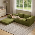 thumbnail image 4 of LAZZO 106" Modular Sectional Sofa, Folding Convertible Sleeper Bed, Pull-Out Floor Couch with Memory Foam & Pillow, Green, 4 of 9