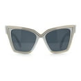 thumbnail image 3 of Luxe Oversized Horned Rectangular Cat Eye Glitzy Fashion Sunglasses White - Black, 3 of 8