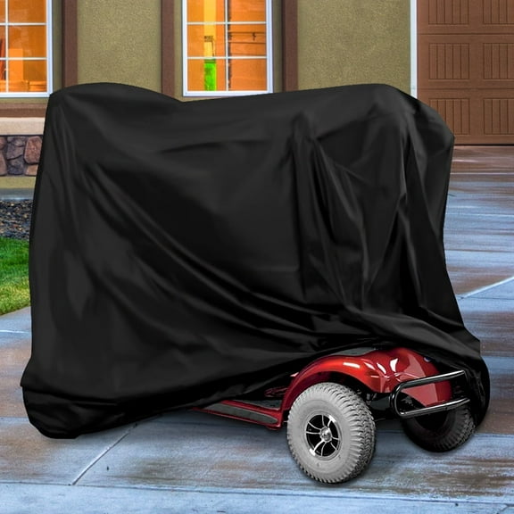 EUWBSSR Waterproof Mobility Scooter Cover Wheelchair Storage Cover Heavy Duty 190D Oxford Fabric Rain Protector from Dust Dirt Snow Sun Rays,Black