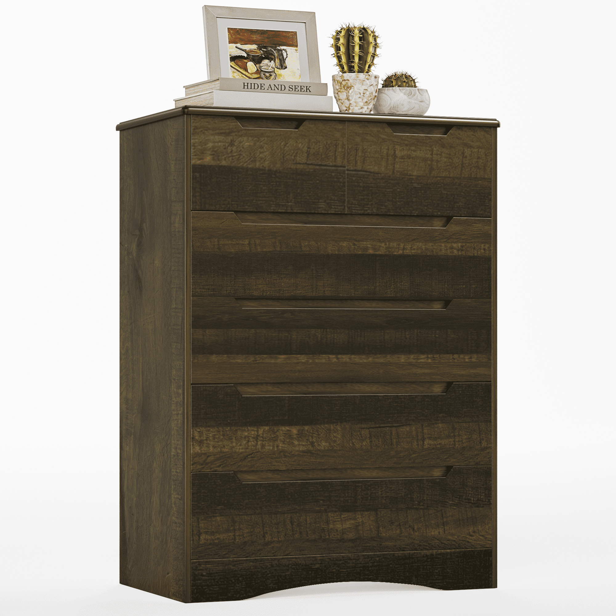Aiho 6-Drawer Dresser for Bedroom, Wood Drawer Chest Storage Cabinet for Living Room, Hallway, Entryway, Home Office - Grey