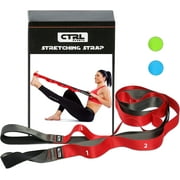 Stretching Strap with Loops for Physical Therapy, Yoga, Exercise and Flexibility - Non Elastic Fitness Stretch Band + Exercise Instructions & Carry Bag by CTRL Sports