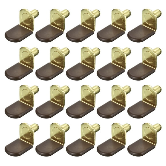 Shelf Support Pegs, 40 Pack 6mm L-Shaped Shelf Pin with Rubber Sleeve, Gold Tone