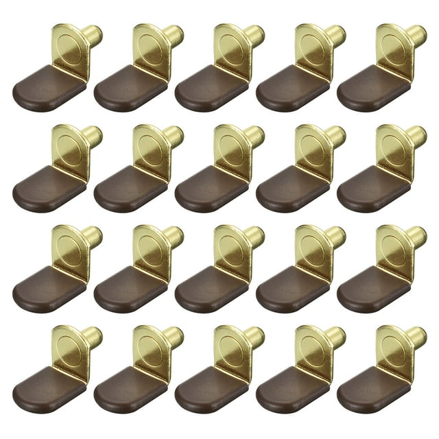 Unique Bargains Shelf Support Pegs, 40 Pack 6mm L-Shaped Shelf Pin with Rubber Sleeve, Gold Tone
