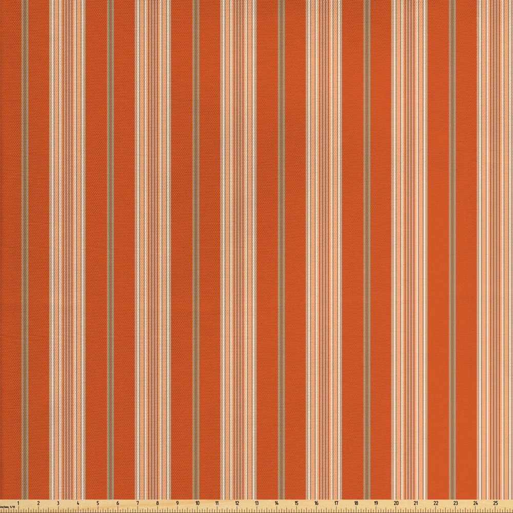 Burnt Orange Fabric by The Yard, Retro Themed Illustration of Earth