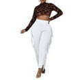 thumbnail image 4 of XFLWAM Women's High Waist Fringe Pants Bodycon Sweatpants Bodycon Casual Side Tassel Long Pencil Bottoms Solid Color Knitted Tassel Pants White L, 4 of 9