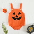 thumbnail image 2 of MUXiin Baby Halloween Bodysuit Orange Pumpkin Print Unisex Romper Soft Short Sleeve Cute Fall Outfit for Boys Toddler Comfortable Breathable,Black,0-3 Months, 2 of 8