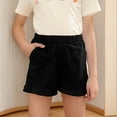 thumbnail image 2 of CYRBOKO Girls Shorts, Summer Elastic Waist Comfy Loose Fit Bottoms with Pockets Black Size 7-8 T, 2 of 7