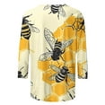 thumbnail image 5 of JTZGDY Bee Shirts for Women Funny Printed Plus Size Summer 3/4 Sleeve Round Neck Graphic T-Shirts Loose Oversized Casual Tunic Blouse Holiday Outfit Gift Clothes Yellow#10 S, 5 of 6