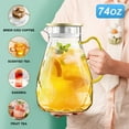 thumbnail image 6 of 74 oz Glass Pitcher with Golden Lid & Spout, 2.2L Diamond-Cut Glass Water Carafe with Handle & Gold Stainless Steel Lid, Hot & Cold Safe, Dishwasher-Friendly, Ideal for Juice, Milk, Coffee, or Tea, 6 of 7
