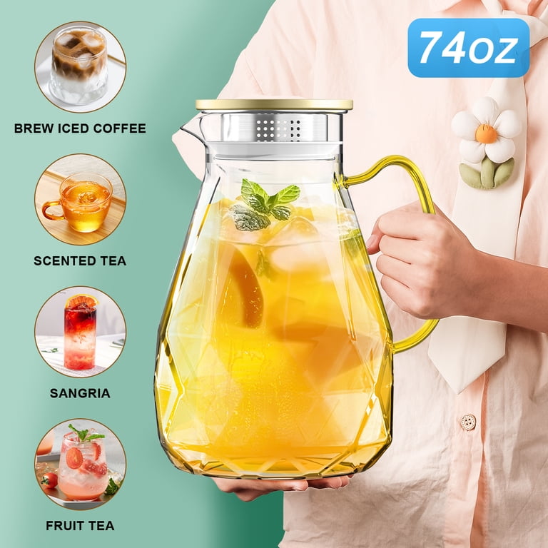 GPED 74oz Diamond-Cut Glass Pitcher with Gold Lid photo 7