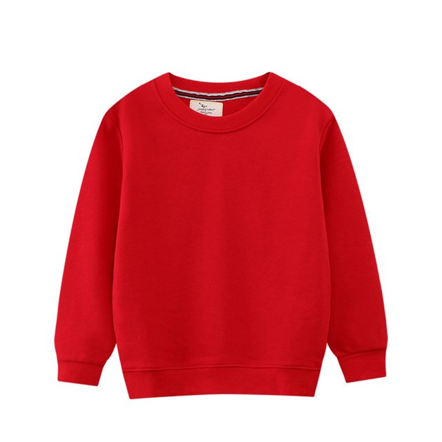 QUDDERR Chandails en Molleton pour Enfants Garçons Filles Couleurs Unies Col Rond Chandail Unisexe Manches Longues Printemps Automne Taille 2-7T