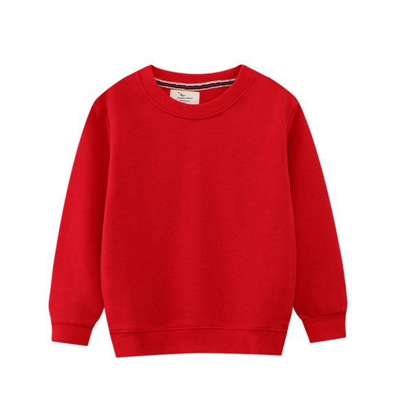 MXIEZI Toddler Kids Boys Girls Sweatshirts Solid Color Crewneck Pullover Tops Unisex Long Sleeve Sweaters 2-7T