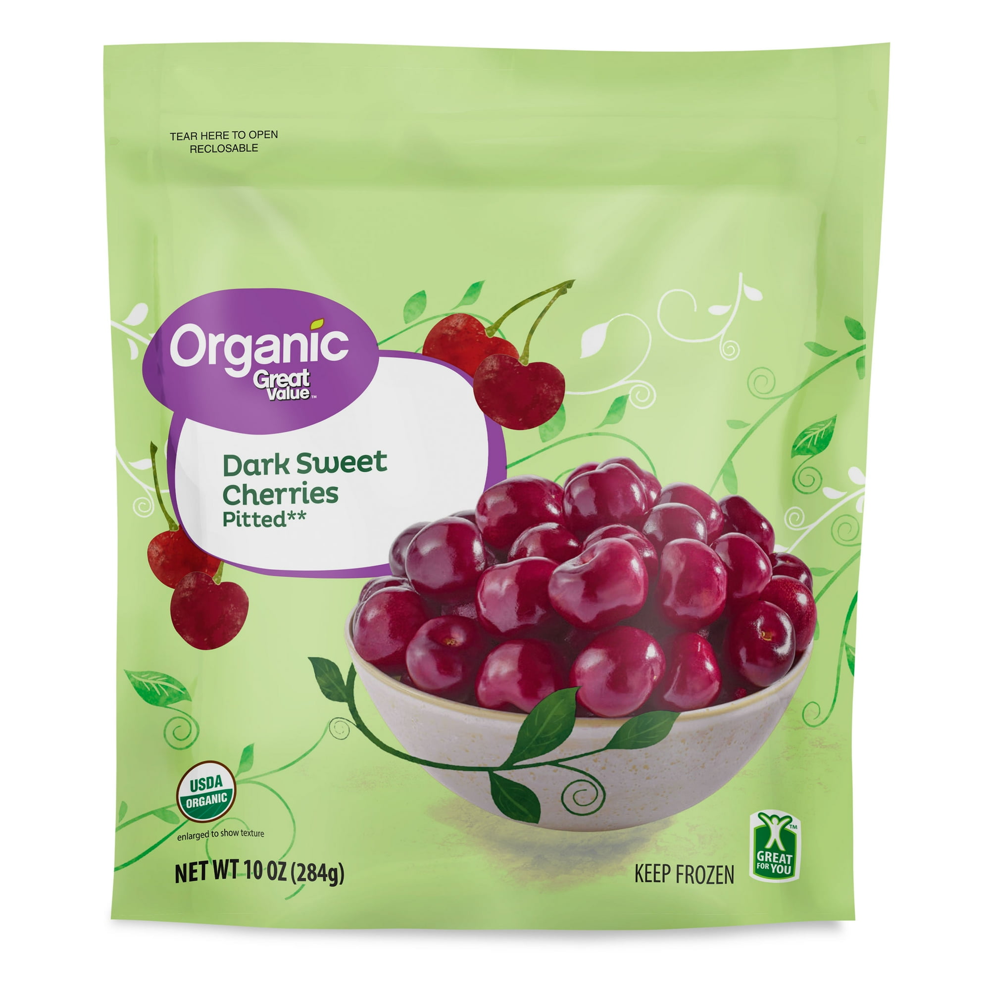 Great Value Organic Dark Sweet Cherries, 10 oz (Frozen)
