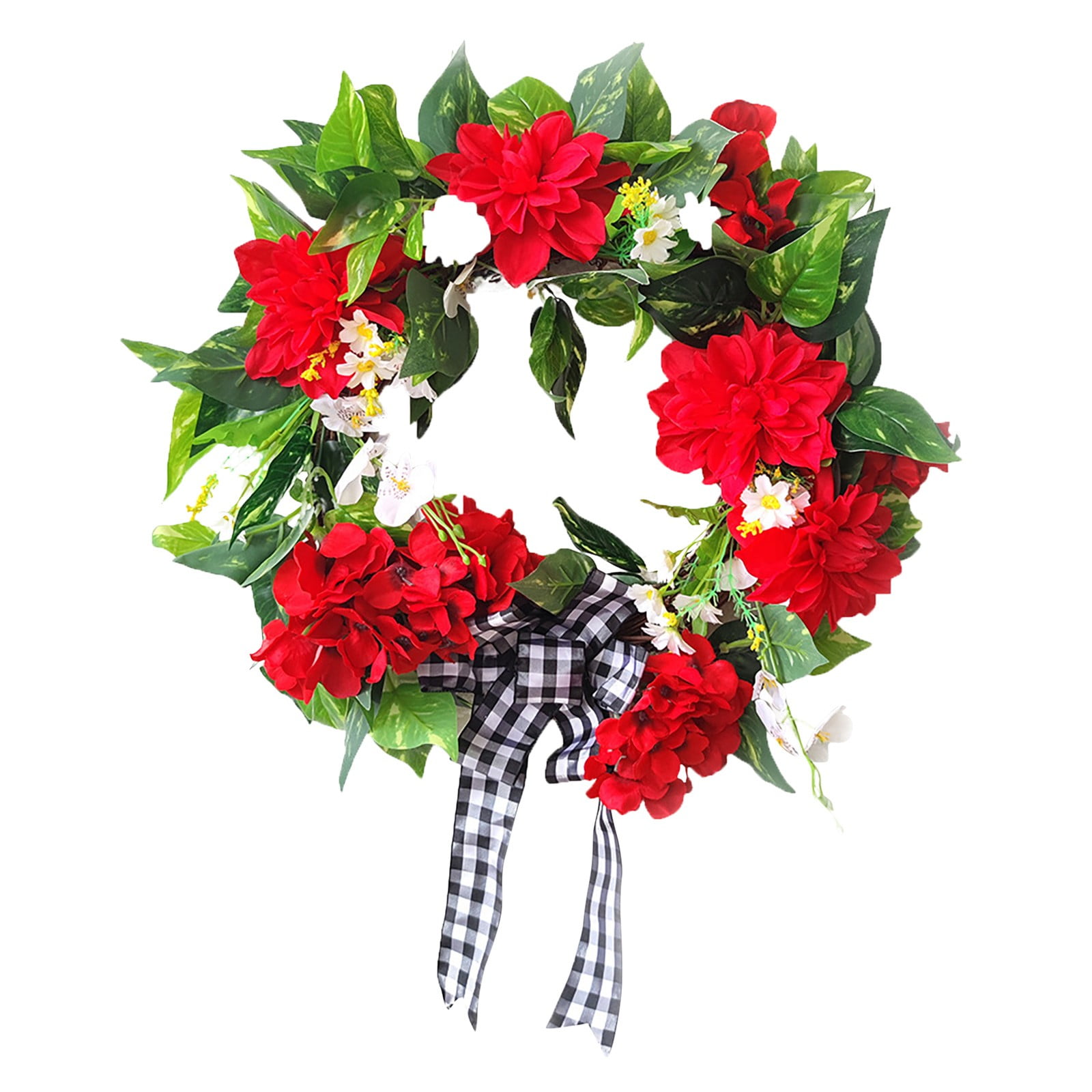 Veki Garland Red Geranium Garland Flower Hydrangea Silk Cloth Spring