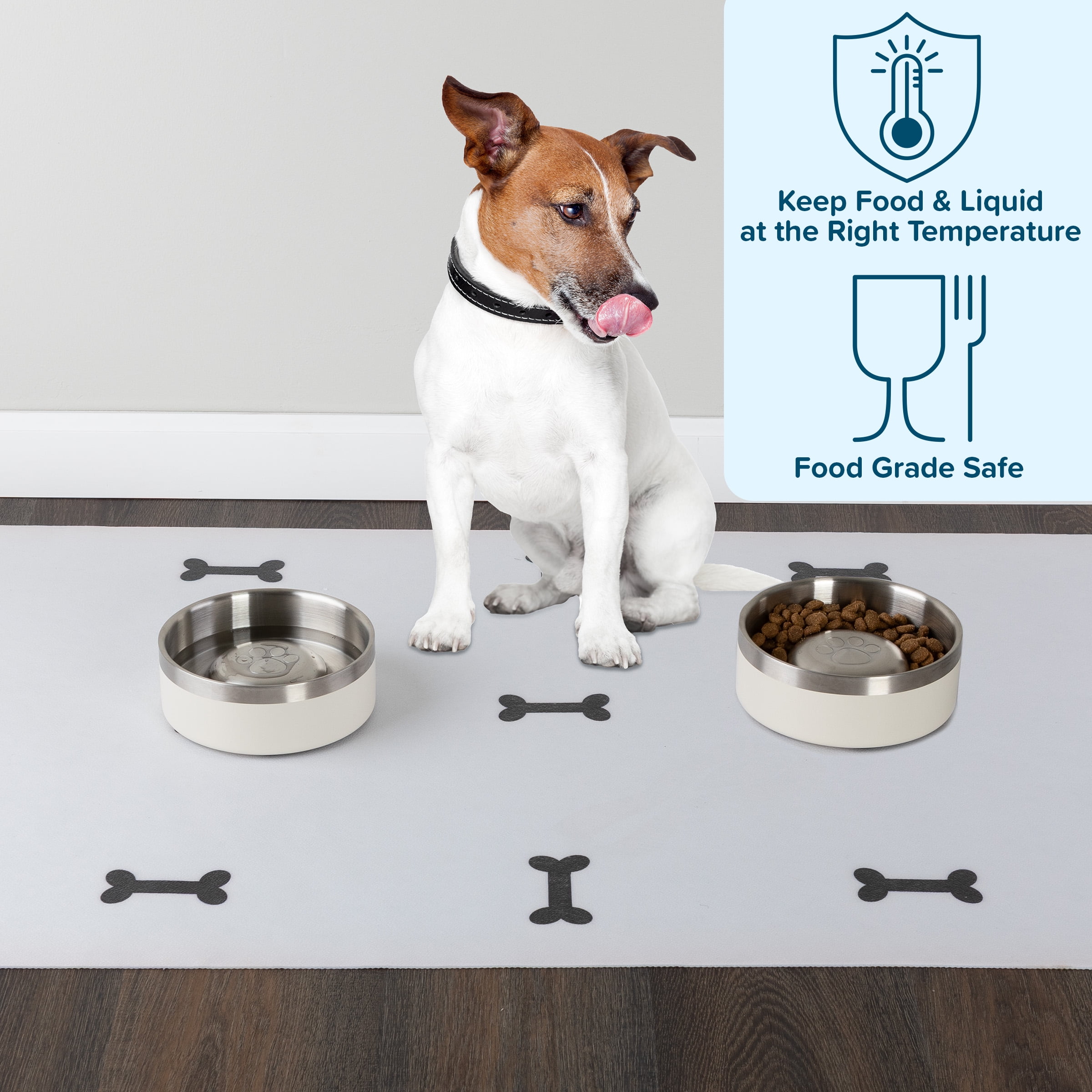 PETMAKER Set of Two 30oz Stainless Steel Slow Feeder Dog Bowls