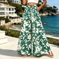 thumbnail image 5 of Boho Palazzo Pants for Women Casual Trendy Vacation Wide Leg Pants Fall Lounge Drawstring High Waisted Trousers Mint Green, XL, 5 of 6