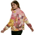 thumbnail image 3 of DISNIMO Pig Flower Printed Jackets for Women Zip Up Sweatshirts Long Sleeve Outwear Fall Winter Outfits, L, 3 of 7