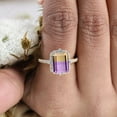 thumbnail image 3 of JEWELRYTREASURE 8x6 mm / 1.5 Ct Ametrine Engagement Ring Yellow Gold Plated Bridal Ring Bi Color Gemstone Jewelry Unique Chritsmas Day Gift for Her, 3 of 8