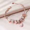 thumbnail image 2 of Pulsera con colgante de flor, corazón de flor de cristal de diamantes de imitación de oro rosa, 2 of 5