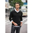 thumbnail image 5 of COOFANDY Men Casual V Neck Sweater Ribbed Knit Slim Fit Long Sleeve Pullover Top, 5 of 7