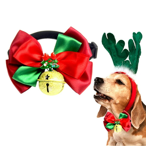 Christmas Pet Collar Bell Adjustable Pet Bowtie Collar Dog Collar for New Year