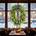 thumbnail image 5 of 2026 Christmas Home Party Decoration Lit Artificial Fern Wreath With Striped Bow Front Door Wall Decor Christmas Celebration Party Supplies, 5 of 5
