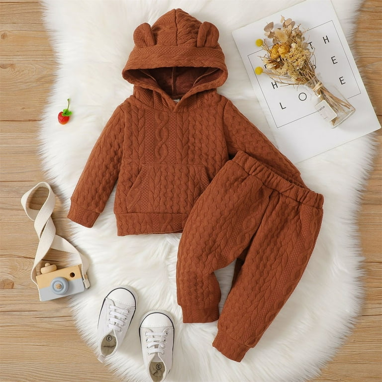 MHZLDYZ Girls Hawaiian Outfit Infant Newborn Baby Boys Girls Patchwork Long Sleeve Hooded Sweatshirt Blouse Tops Solid Pants Trousers Outfit Set 2Pcs