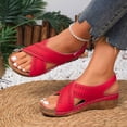 thumbnail image 4 of MKLEKYY Sandalias de Piso para Mujer, Sandalias de Mujer Modernas para Uso Diario, Informales, Con Punta Abierta, Color Sólido, Diseño Hueco, Tacón de Cuña para Primavera y Verano., 4 of 4