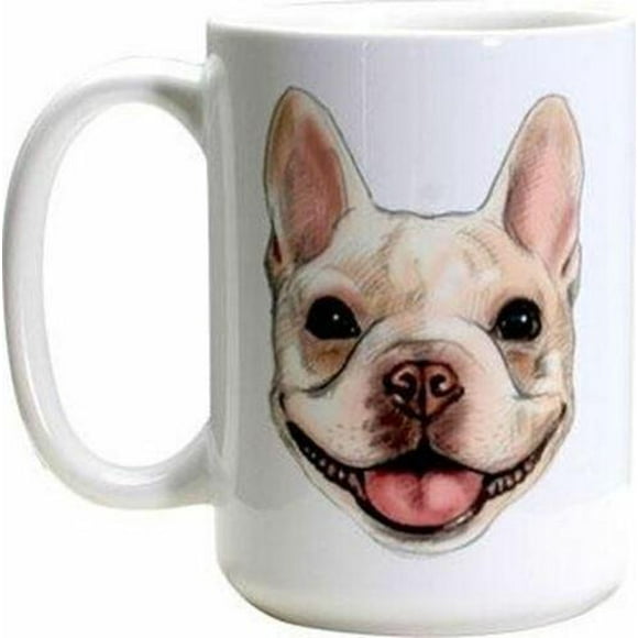 Ebros Cadeau J'aime les Bouledogues Français Tasse à Café en Céramique Capacité de 15 Onces 4.5 Pouces