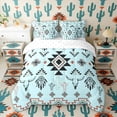 thumbnail image 2 of Erosebridal Light Blue Aztec Bedding Comforter Set, Farmhouse Dreamcatcher Cow Skull Print King Bedding Sets, Reversible 7-Piece, 2 of 6