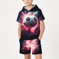 thumbnail image 5 of SGFCWSX Boys 2 Piece Set Hooded Short Sleeve Graphic Print T Shirt Elastic Waist Shorts Summer Casual Outfits for Kids Hot Pink Size 6, 5 of 7